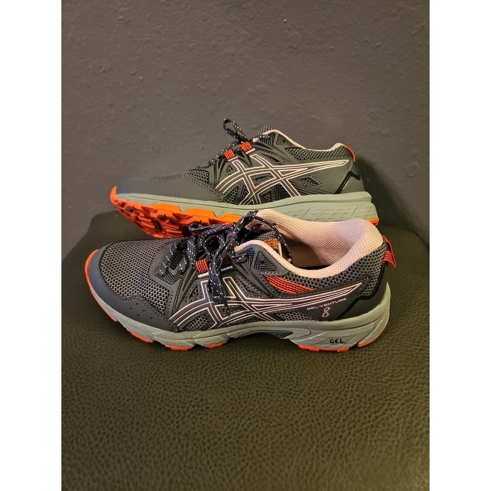 Asics Gel Venture 8 Sneakers Womens 8.5 Gray/orange Trail Running‎ shoes(A62